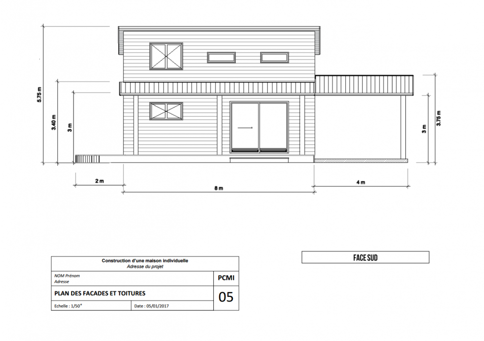 exemple PCMI 5 plans des façades et toitures